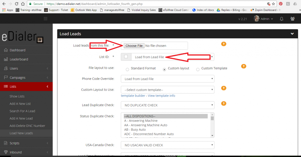 Leads uploader screen