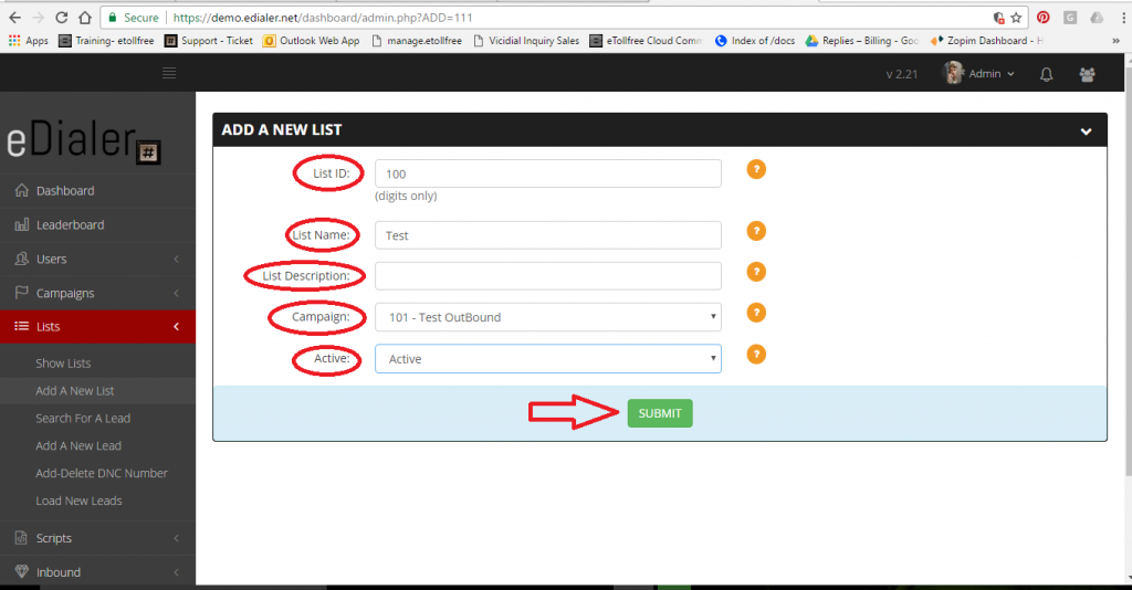 List detail configuration