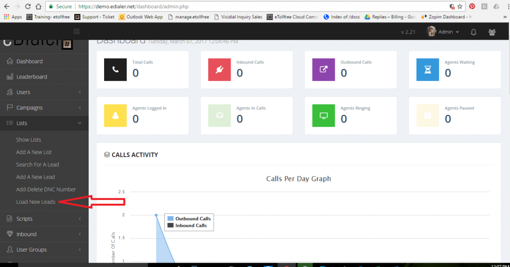 Load new leads button