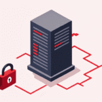 "Illustration of ransomware exploiting secret SSH tunnels to control ESXi systems, showing blurred code, locked cloud icons, and warning symbols."