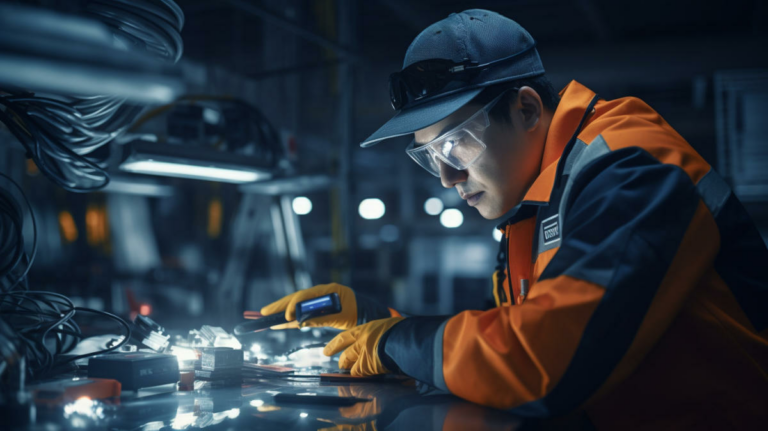 Alt Text: "A Cognex Corporation AI-powered vision system inspecting products on a factory line, highlighting its role in automation stocks 2023."