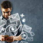 Social media planner with smartphone and coffee illustrating that just a moment of strategy fuels business growth