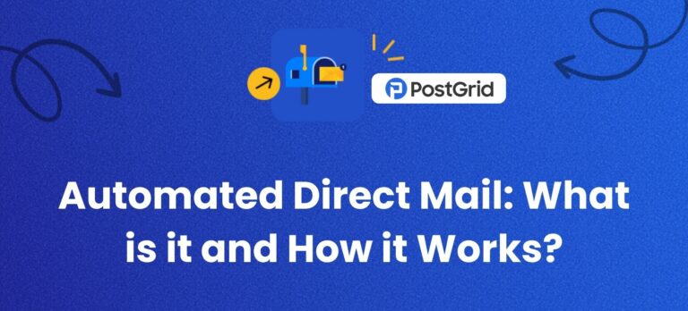 Diagram showing how Automated Direct Mail integrates with CRM and triggers personalized mail campaigns