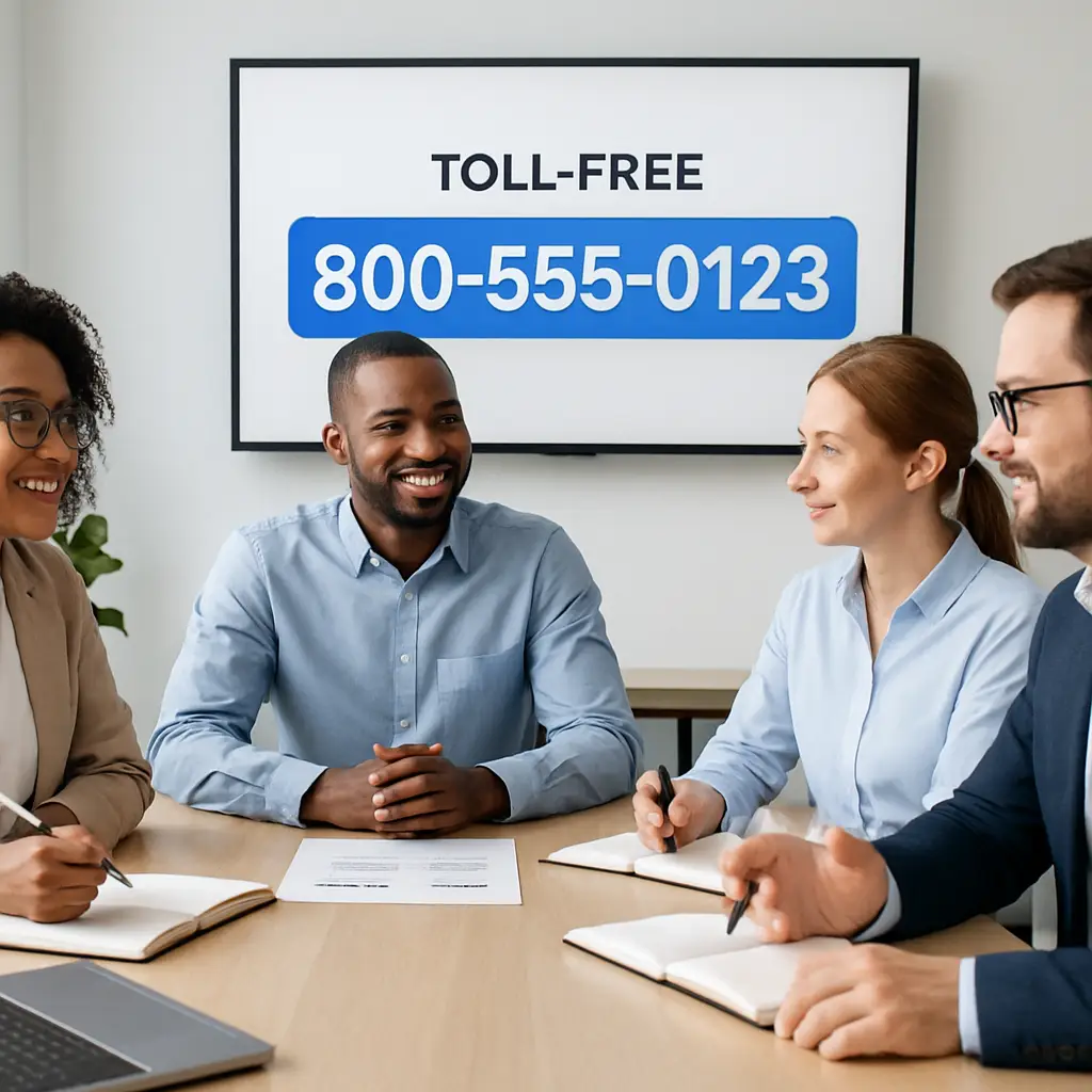 Small business team using a toll-free number setup.